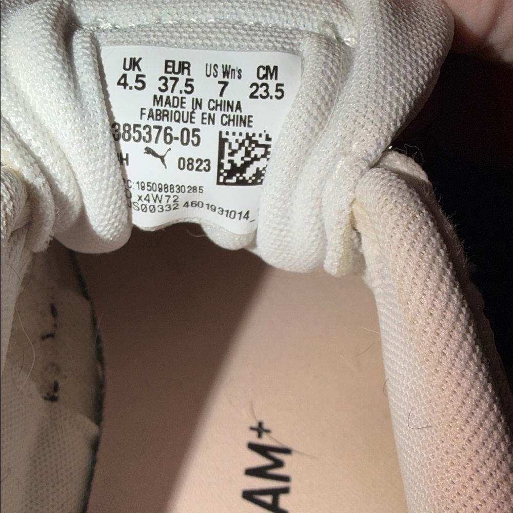 Puma Women’s White Sneakers with Black Formstrip and Pink Accents - Picture 6 of 7